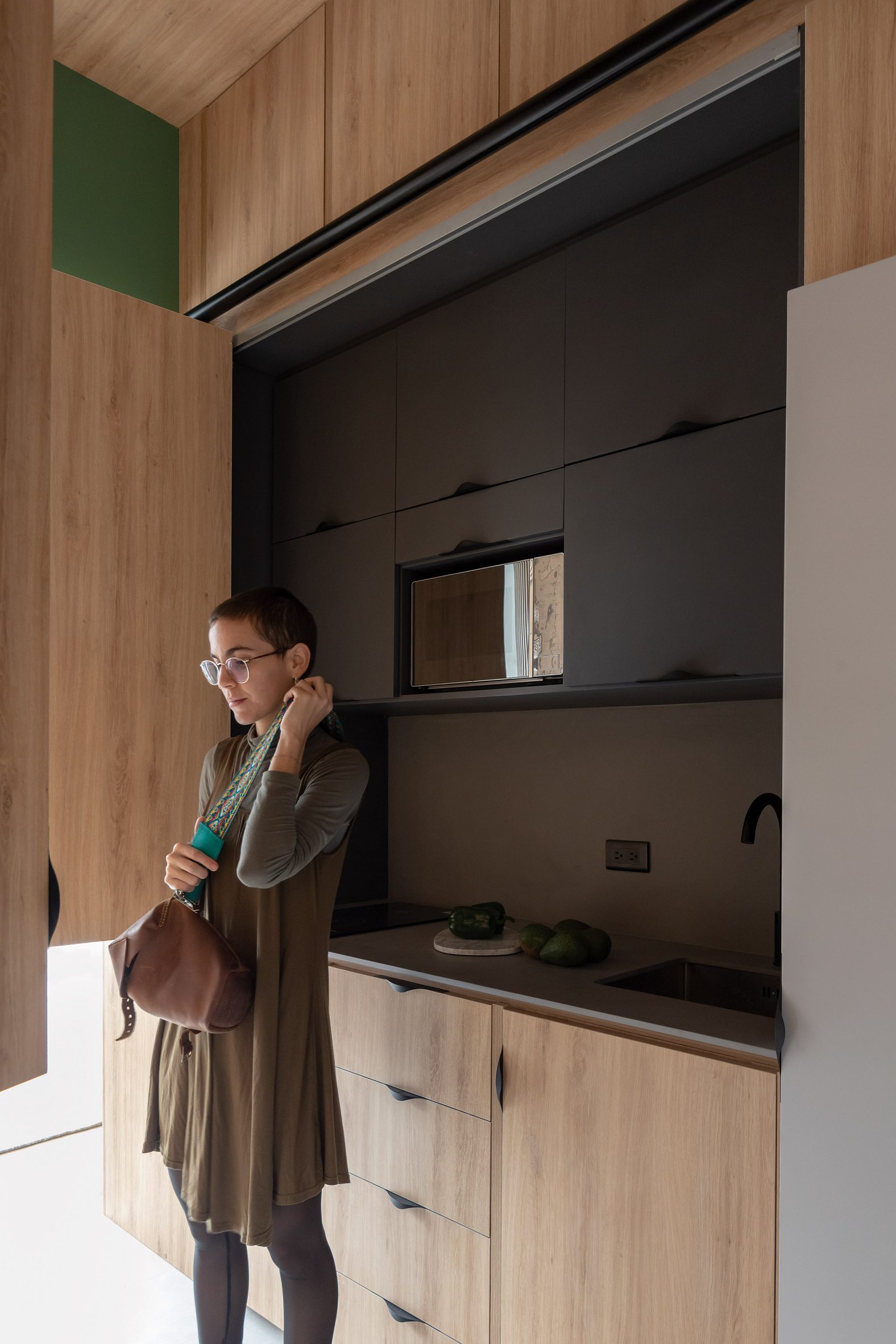 Micro apartment galley kitchen