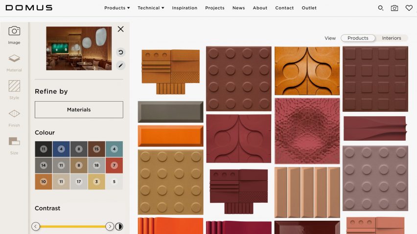 Screenshot of Image Search showing tile matches on Domus's website
