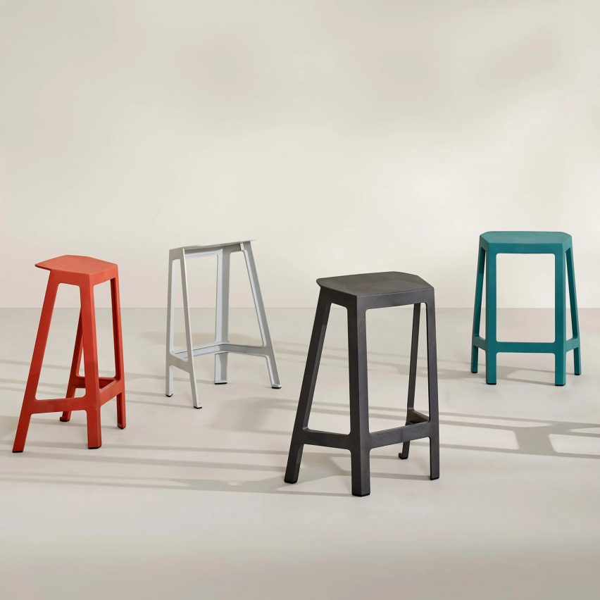 Flex Perch stools in red, white, black and green by Steelcase