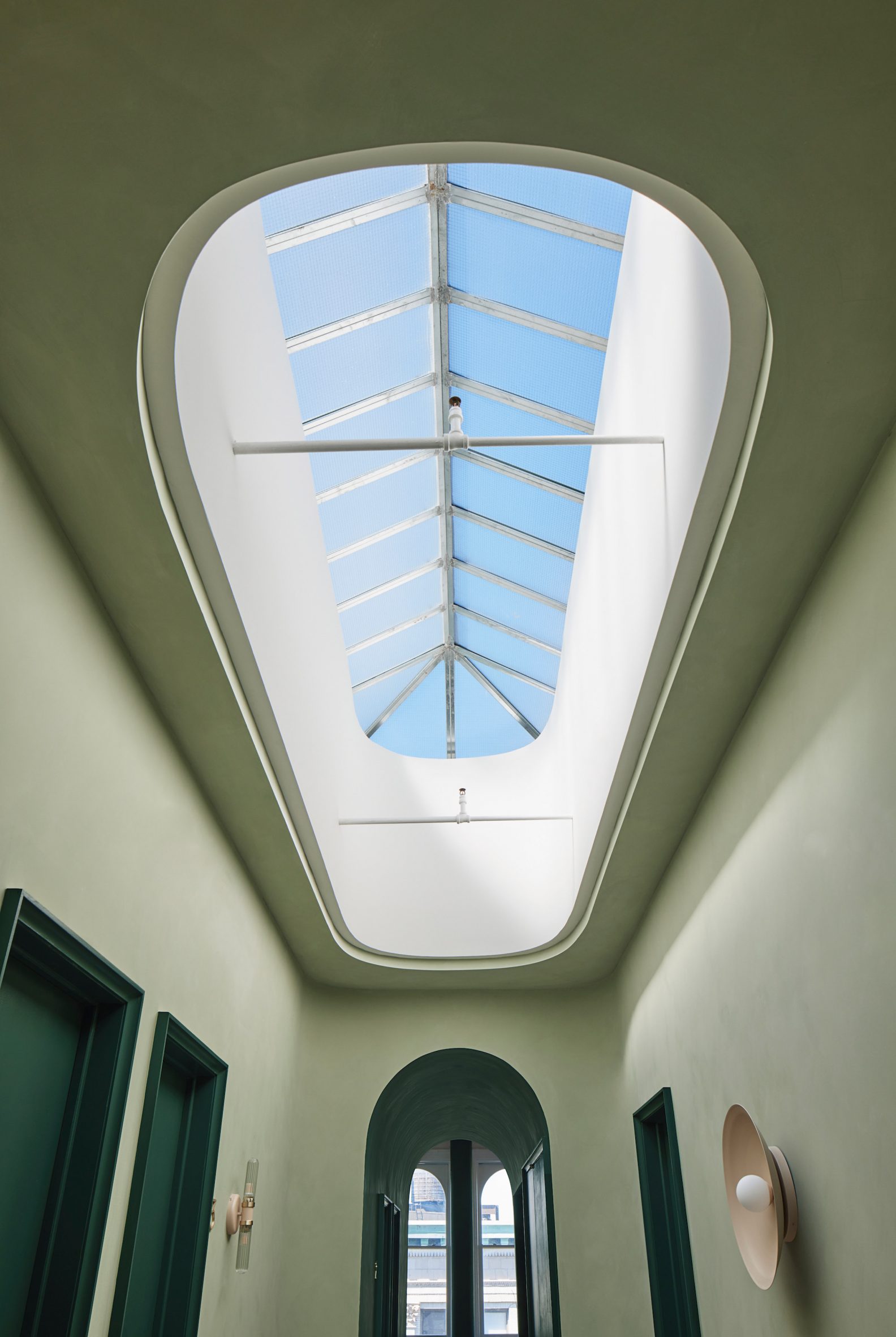 A skylight above Moxi studio