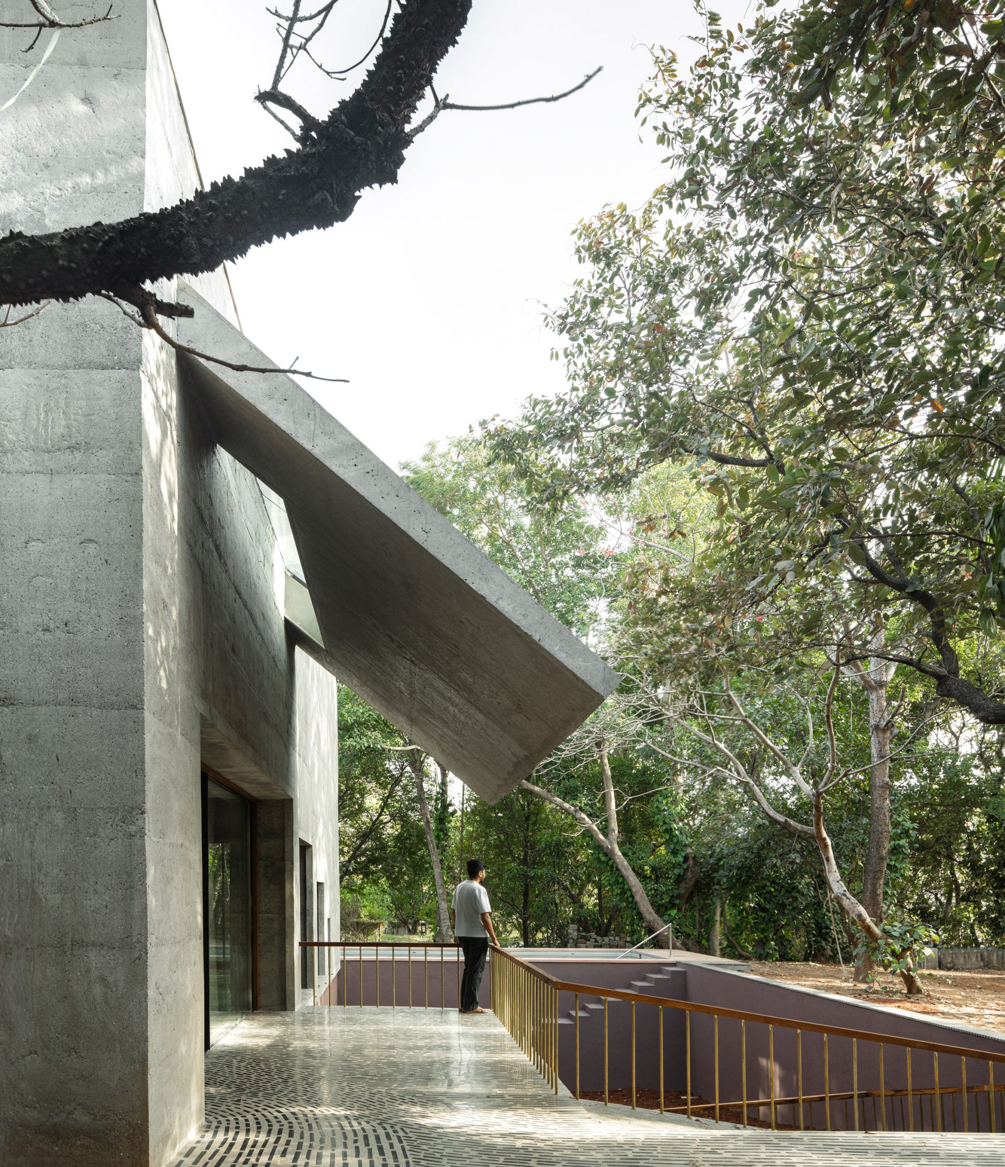 Terrace of concrete house in India