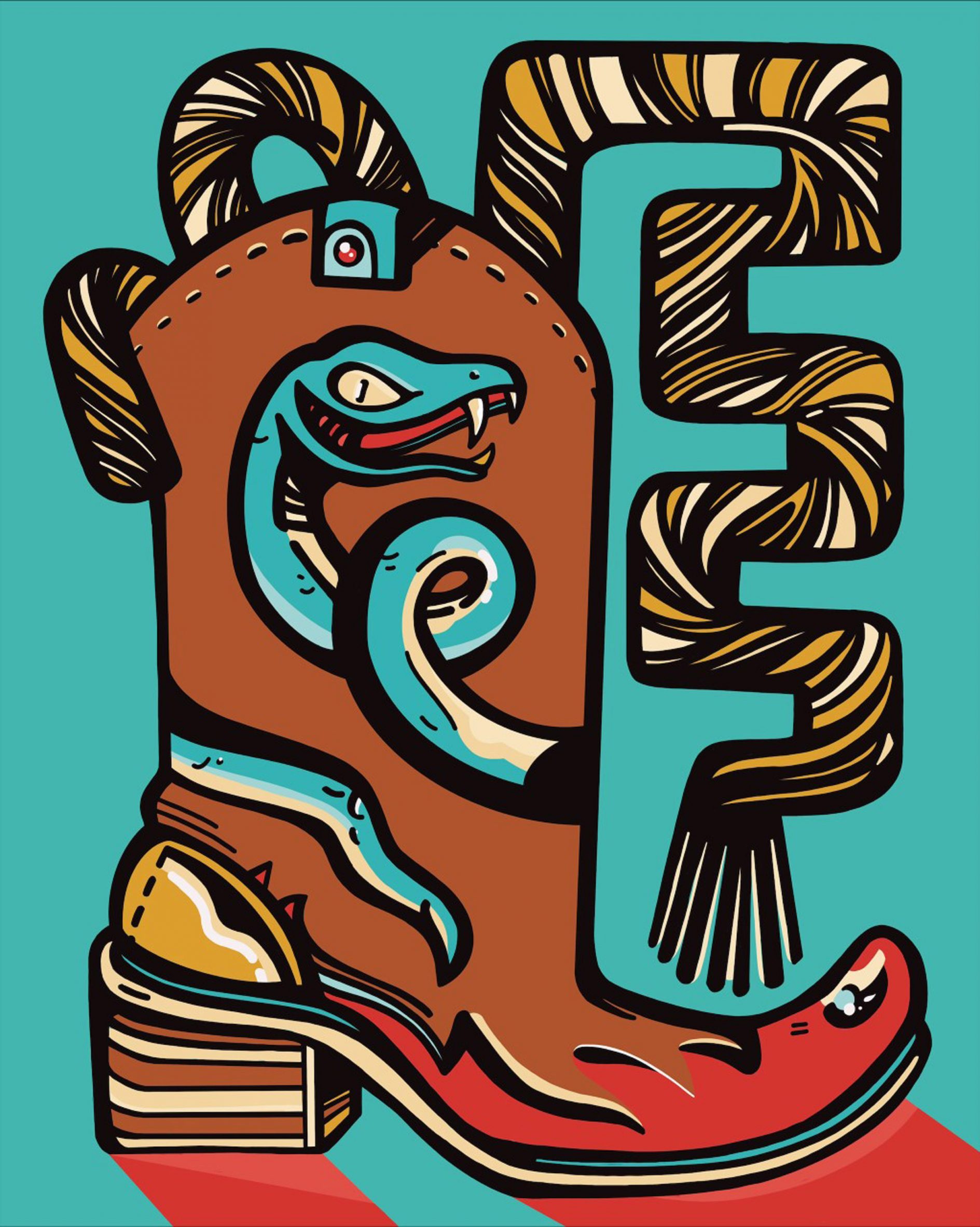 Snake On My Boot graphic illustration by Jordan Thompson