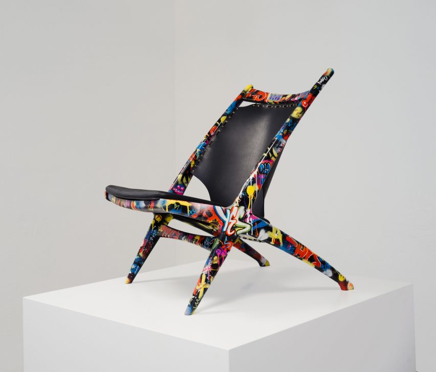 Limited edition graffiti Krysset chair