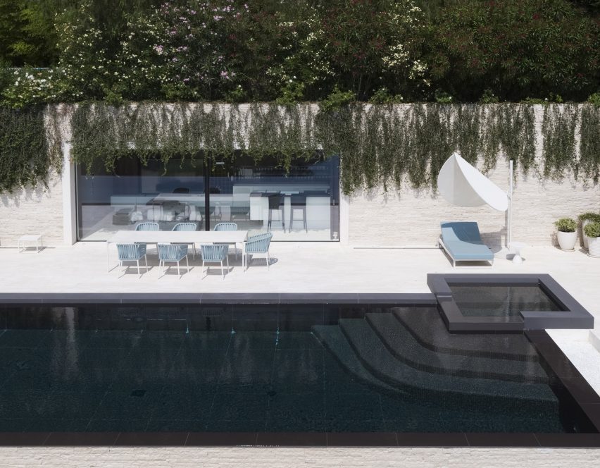 Image of a pool area that is clad in Lapitec