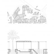 Site and section drawing of Al Naseej Textile Factory designed by Leopold Banchini Architects