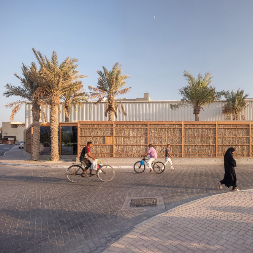 Exterior of weaving facility in Bahrain by Leopold Banchini Architects