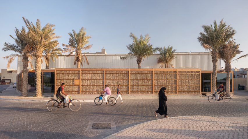 Exterior of weaving facility in Bahrain by Leopold Banchini Architects