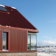 Loader Monteith uses reclaimed stone and red aluminium for Scottish home
