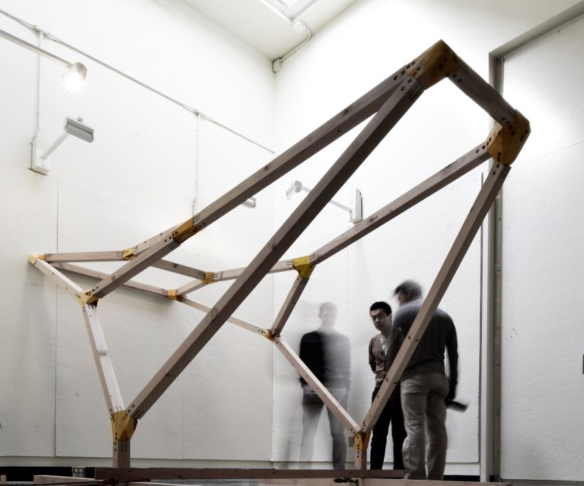 Structure built by MIT Digital Structures research group using tree forks as load-bearing joints