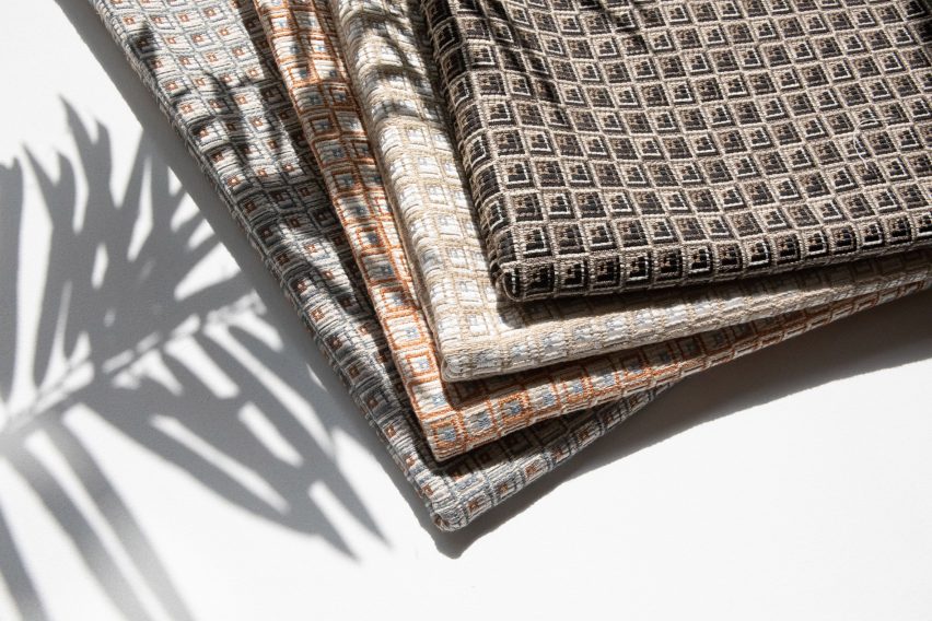 Geometric squared Najd fabrics in four colourways