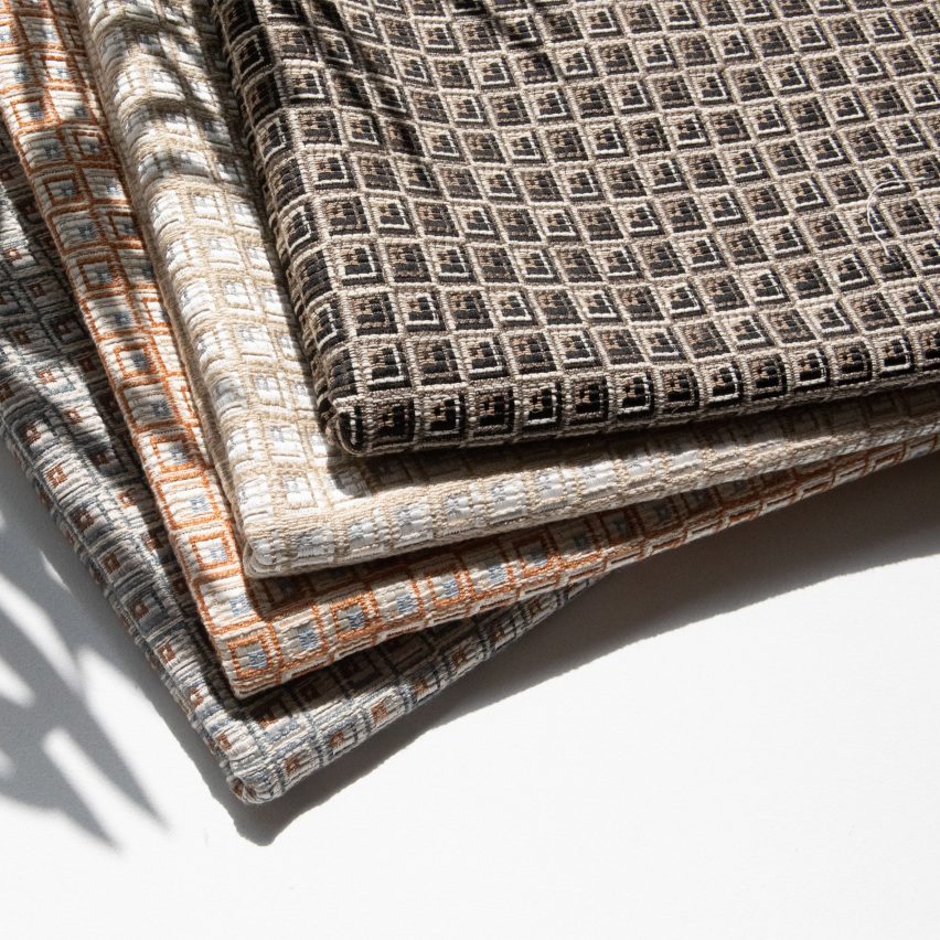 Geometric squared Najd fabrics in four colourways