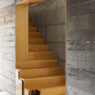Wooden staircase in Casa NaMora by Filipe Pina and David Bilo
