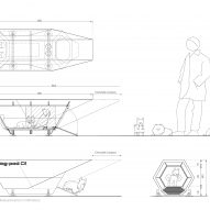 Section drawings of Dog Pod by Rogers Stirk Harbour + Partners and Mark Gorton