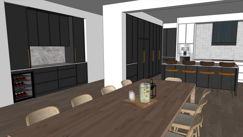 SketchUp model of a kitchen interior at The Little Design Corner