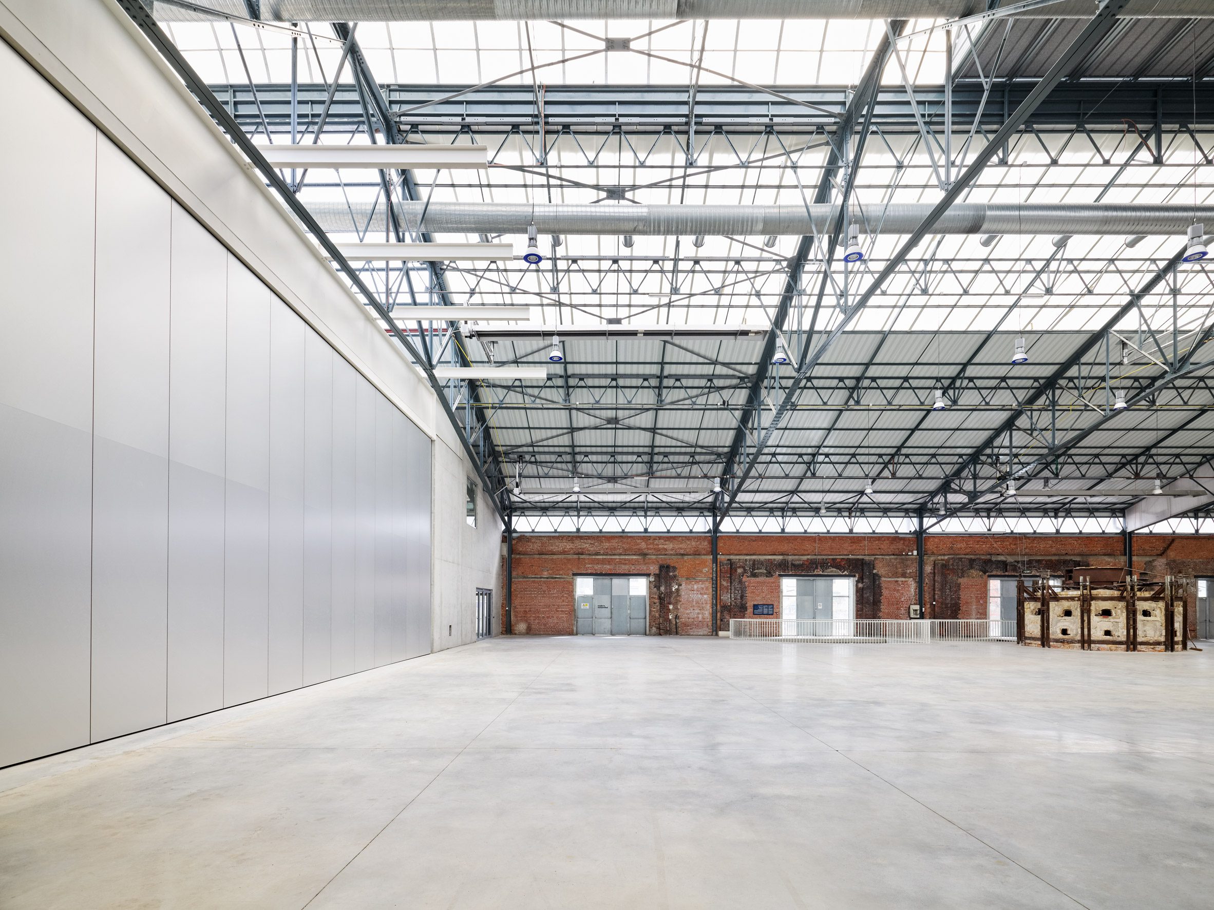 Events space with exposed steel roof