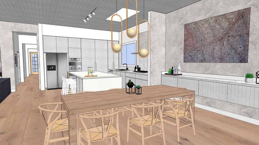 SketchUp model of a kitchen interior at The Little Design Corner
