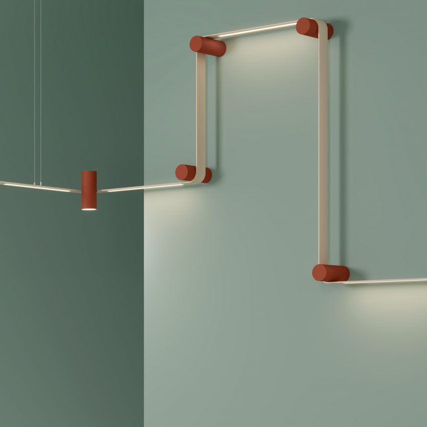 Nastro System lighting by Studiopepe for Tooy in cream and red