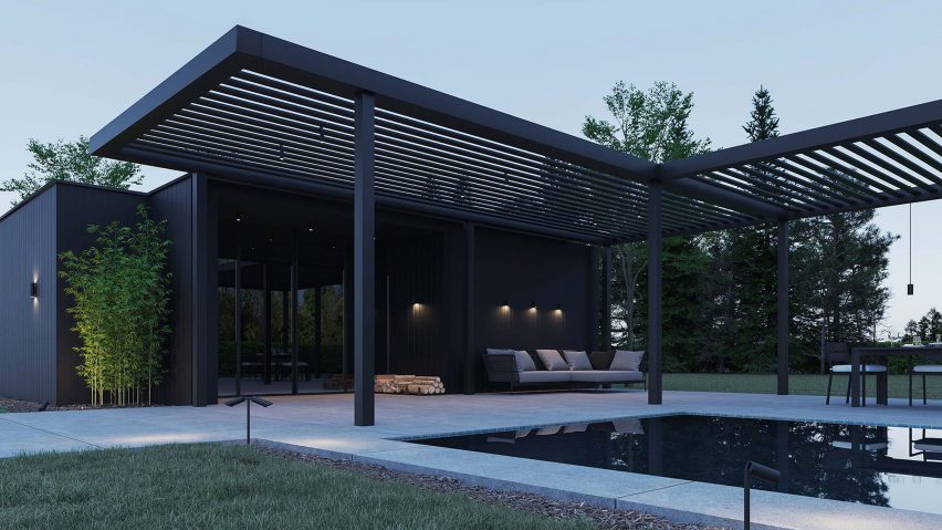 Yori IP66 outdoor lights by Reggiani placed on the exterior of a modern black building