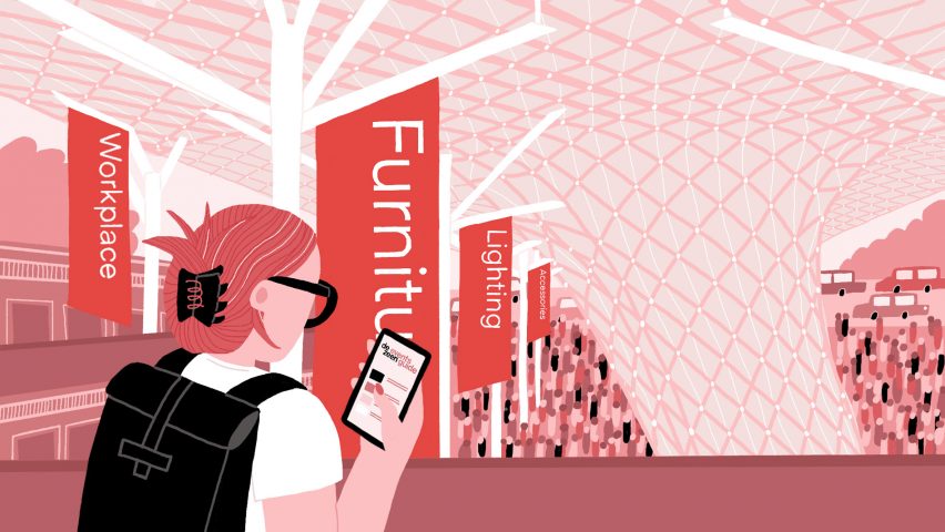 Illustration of people as part of the furniture fair