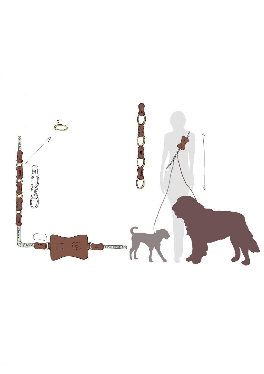 An illustration of a hand-free dog lead