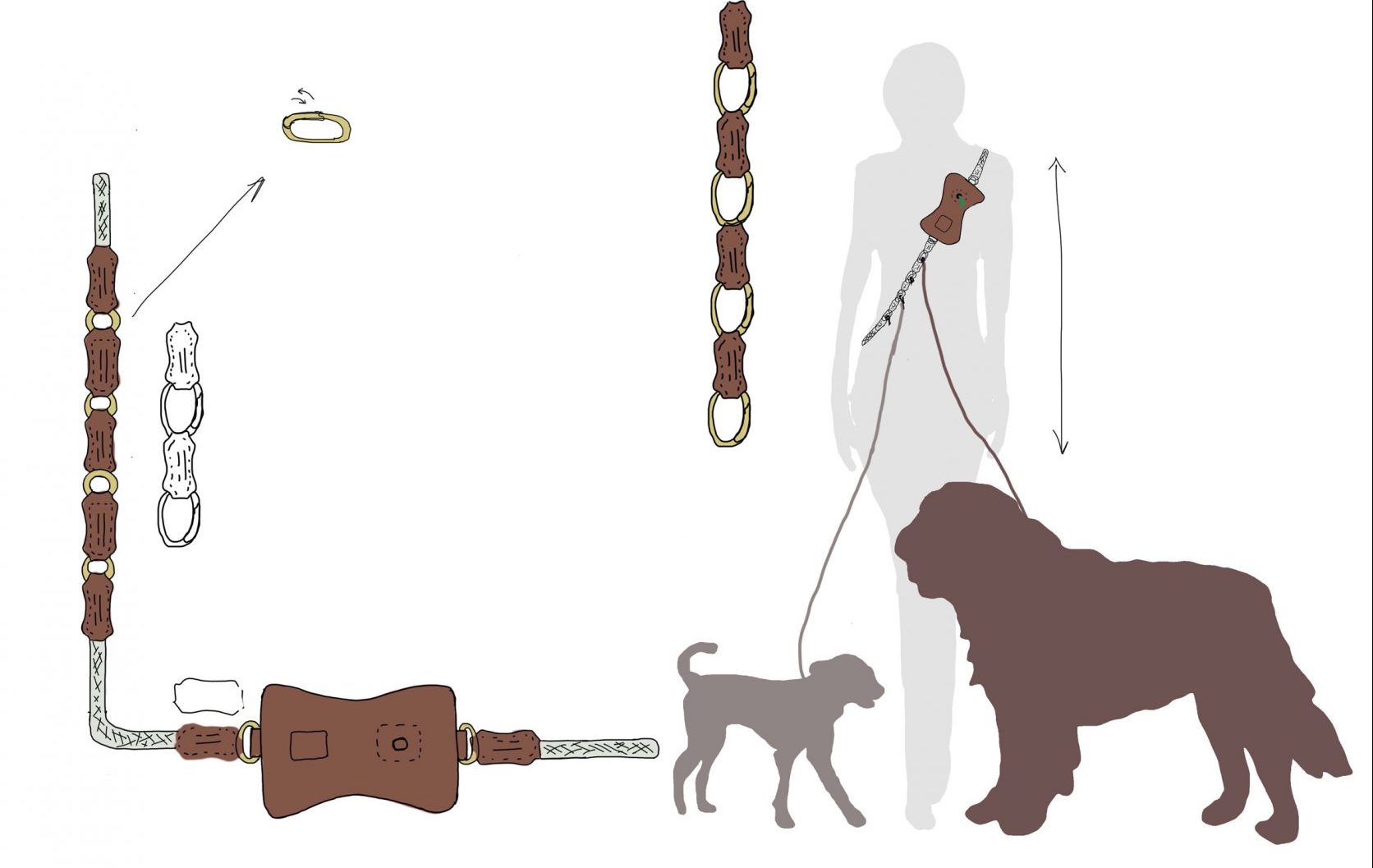 An illustration of a hand-free dog lead