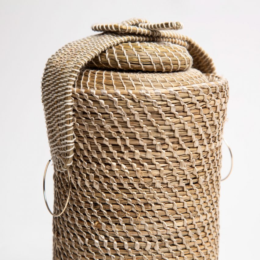 A photograph of a basket urn