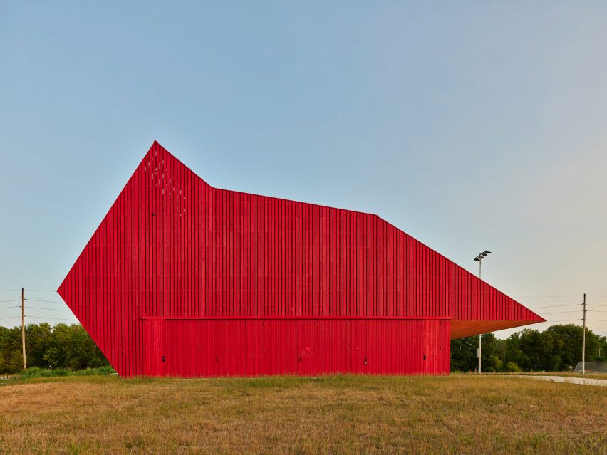 A red barn-like building