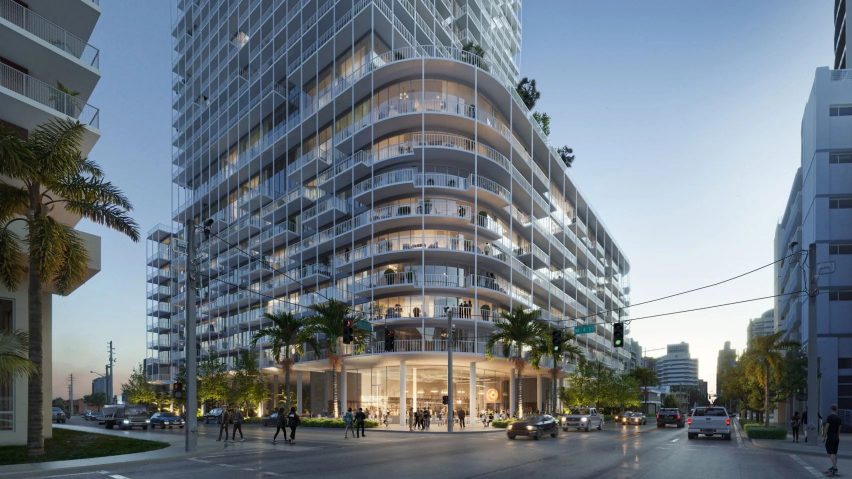 ODA designs tapered skyscrapers wrapped in steel grid in Fort Lauderdale