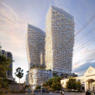ODA designs tapered skyscrapers wrapped in steel grid in Fort Lauderdale