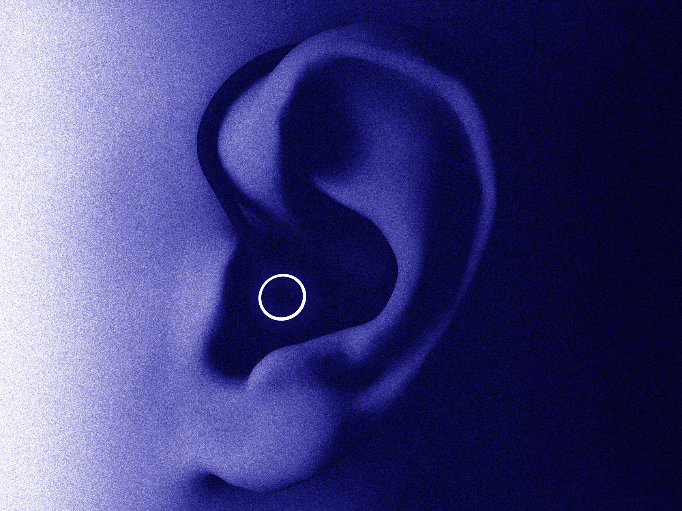 A graphic illustration of a device that is placed in the ear to help sleep disorders