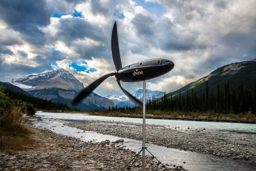 Wind turbine in a river bed