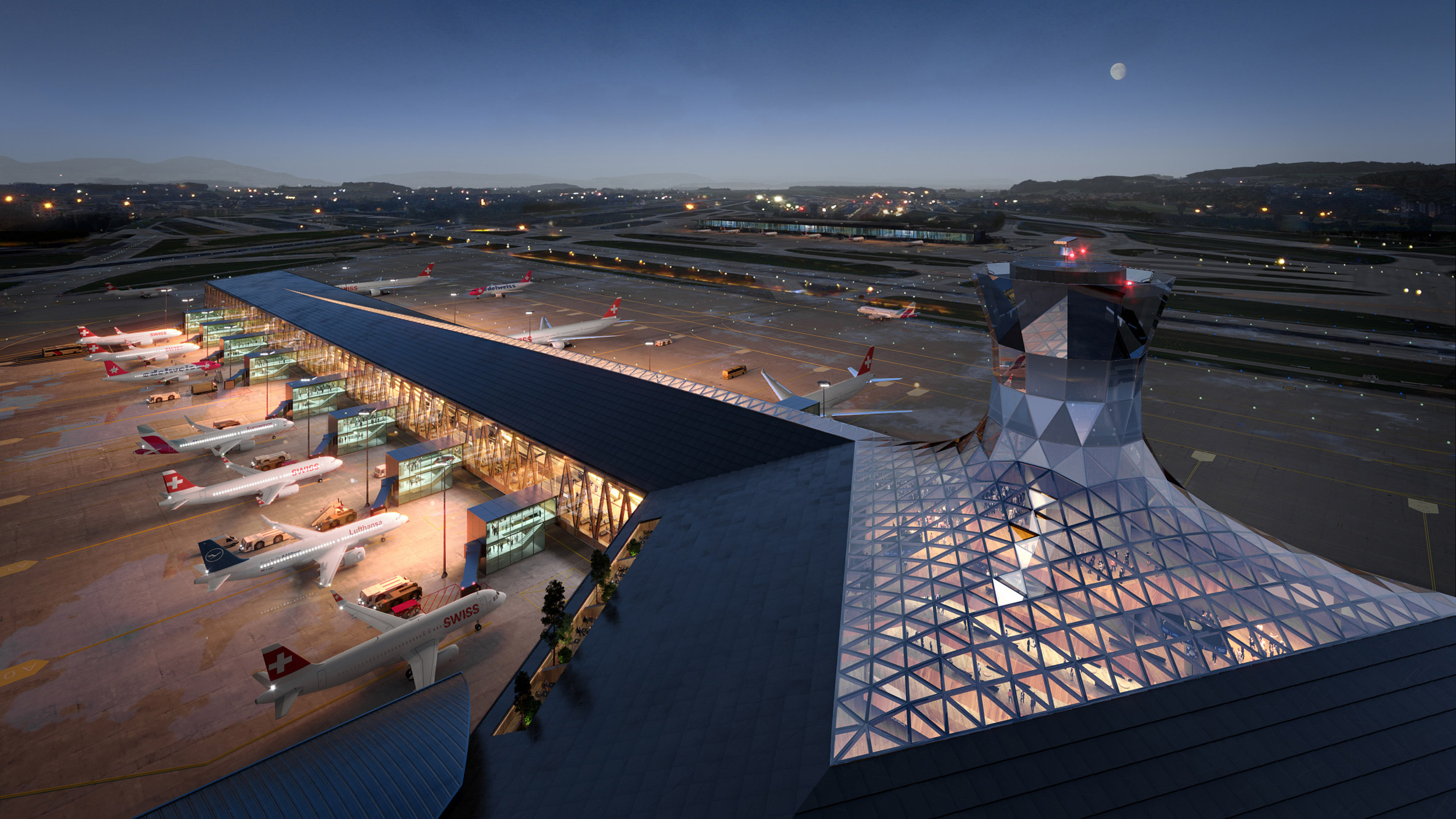 BIG and HOK to add timber terminal and control tower to Zurich Airport