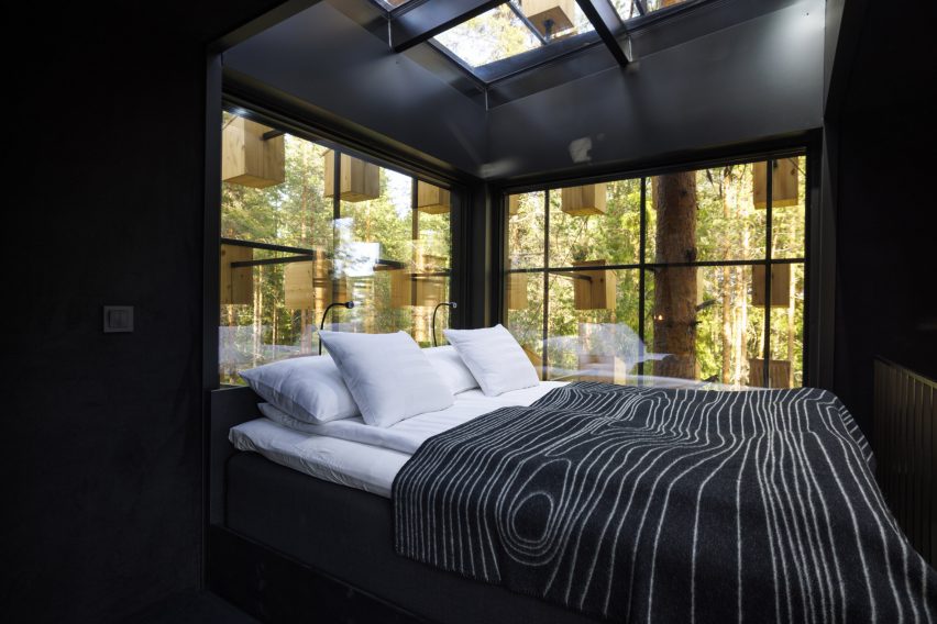 Bedroom with views of birdhouses