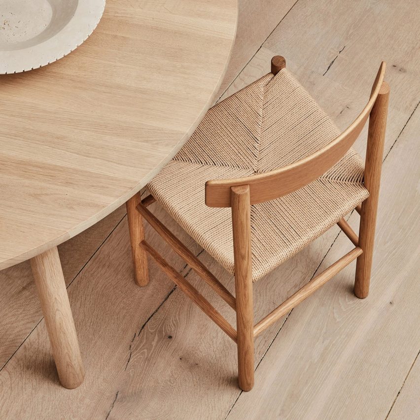 Top view of the J39 Mogensen chair which was featured on Dezeen Showroom