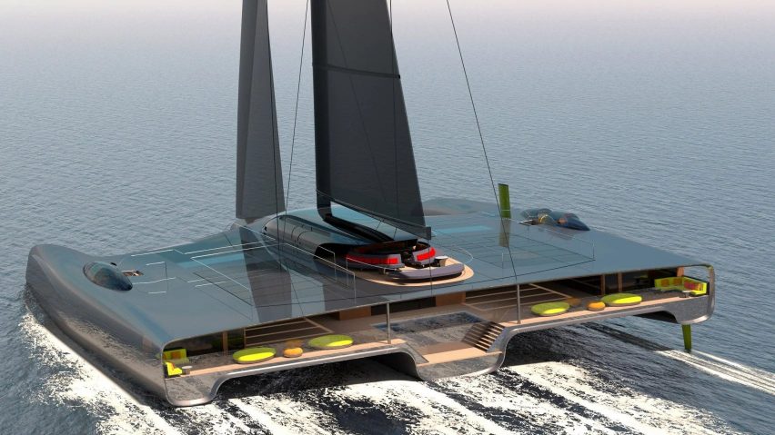 Domus Trimaran is designed as follows "World's first zero emission superyacht"