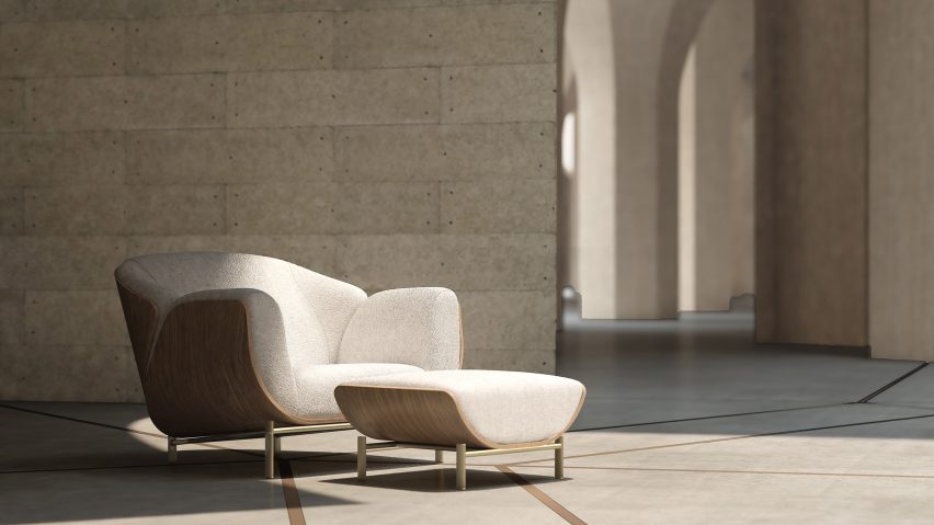 Haima' armchair and pouf by Maryam Al Suwaidi for Fromm