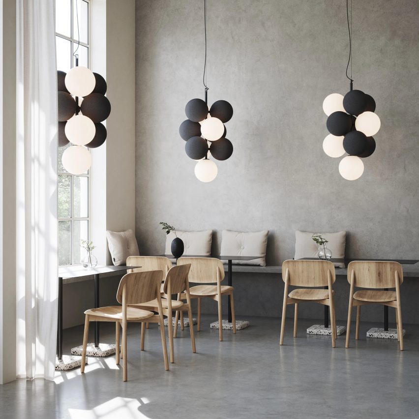 Three Holly lamps by Abstracta in a commercial dining space