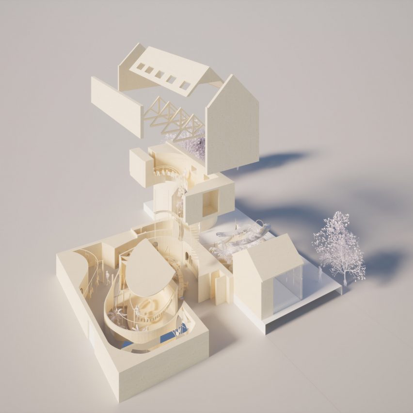 White model in parts to show the interior building by Crystal Knight from the University for the Creative Arts
