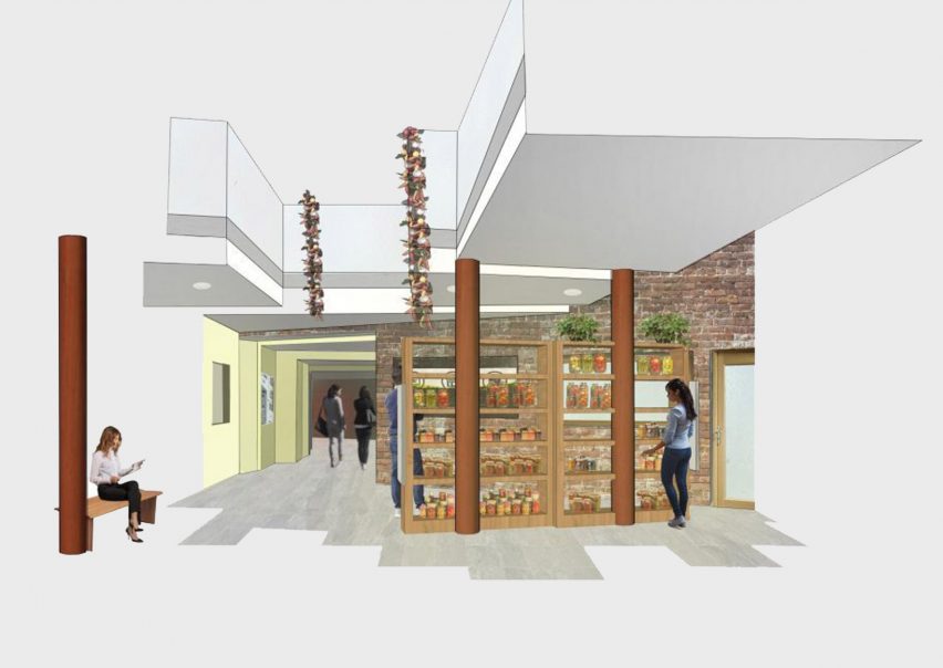 Interior render of a grocery space by a University for the Creative Arts student