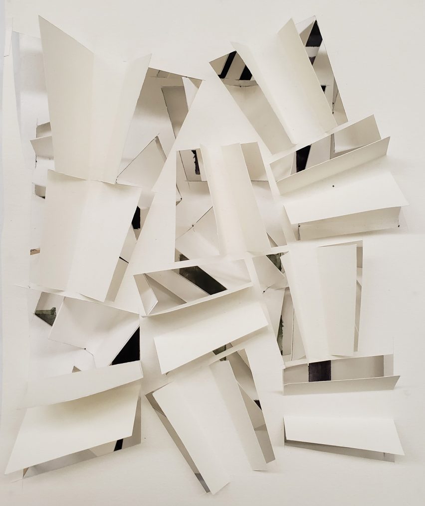 Fragmented and cut-out white card model by Lt Moon at Virginia Commonwealth University