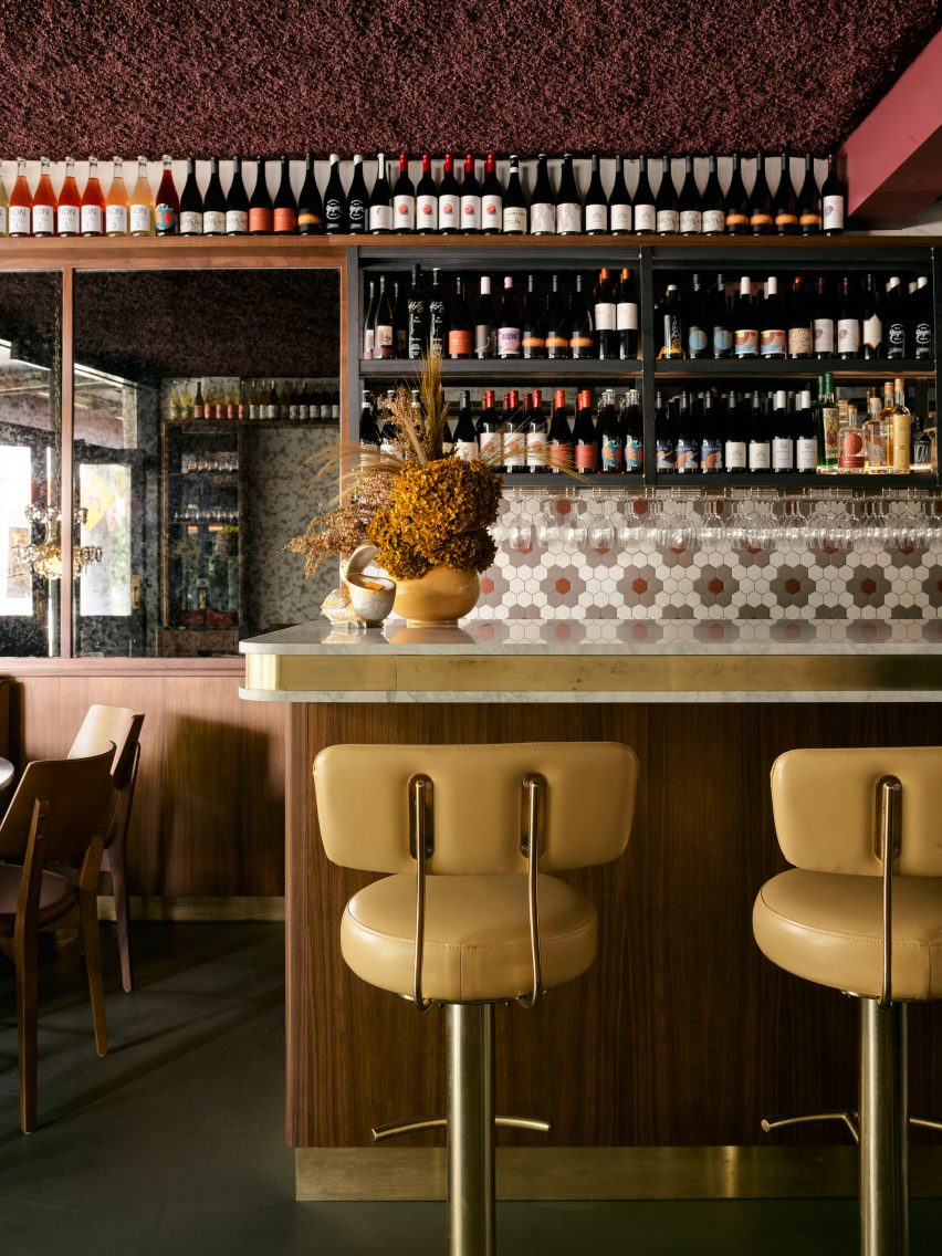 Butter-yellow sats in Interior of bar in Surry Hills, Sydney designed by Luchetti Krelle