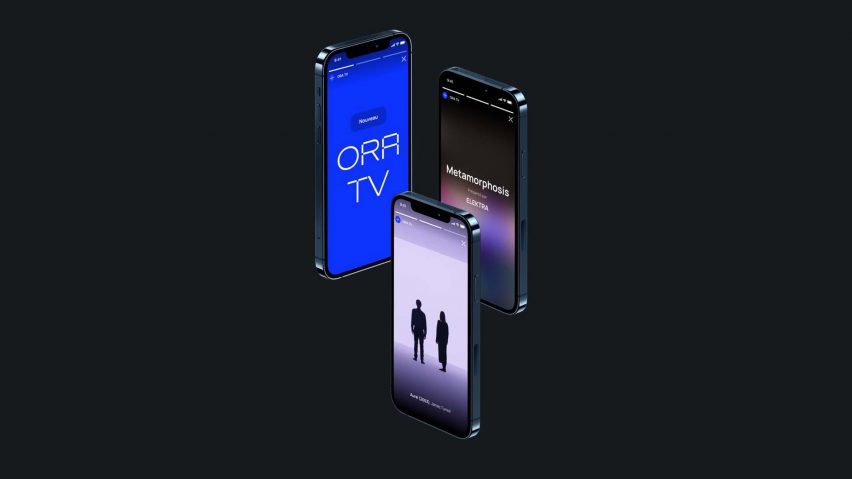 Graphic design on three smart phone screens
