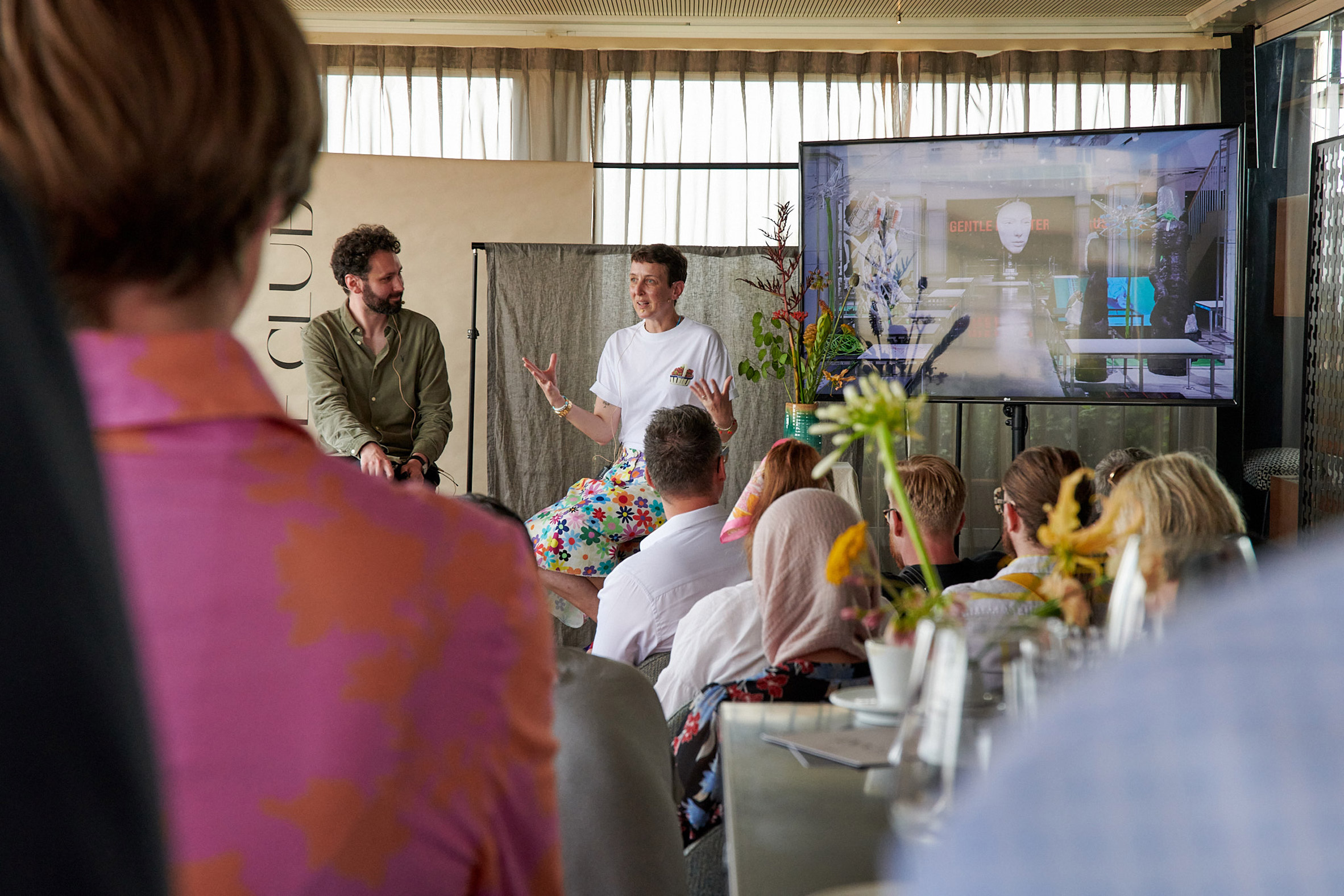 Liganova Salone Club with Sarah Andelman and Ben Hobson in conversation in front of an audience