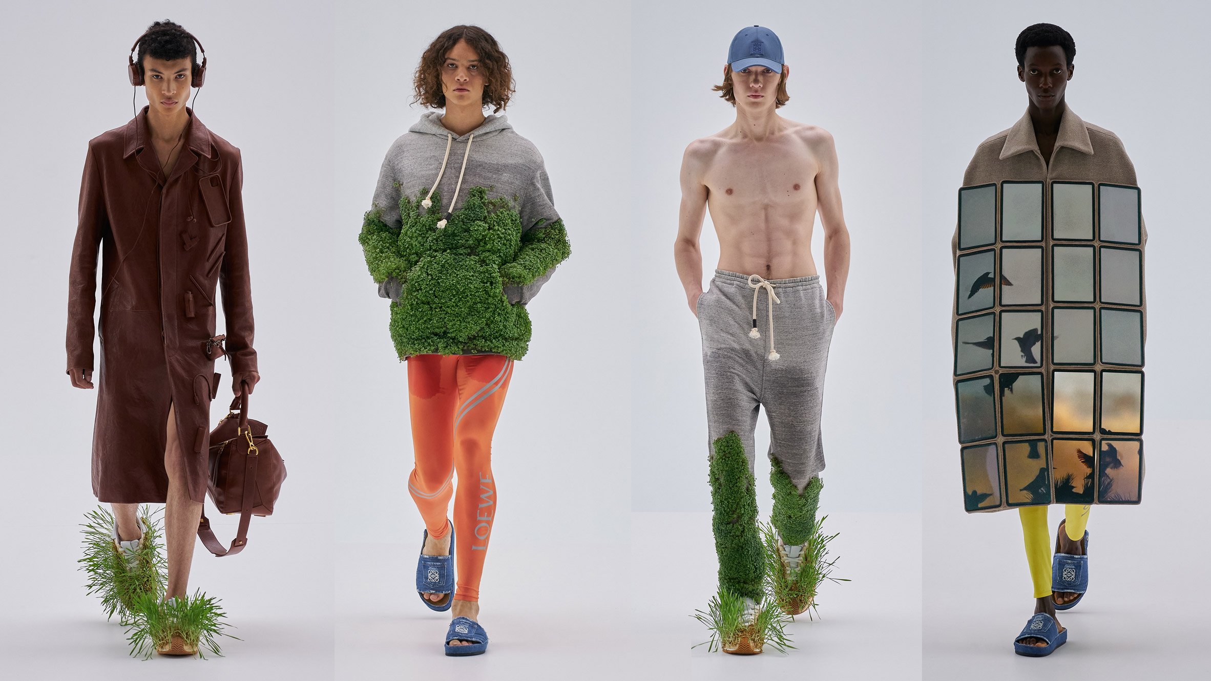 Loewe sprouts grasses and plants from sodden clothes at Paris Fashion Week