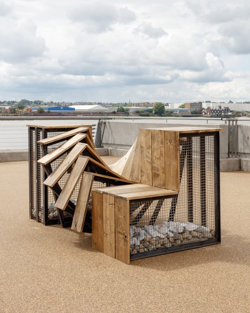 The Turning Tide bench at Thames Barrier Park