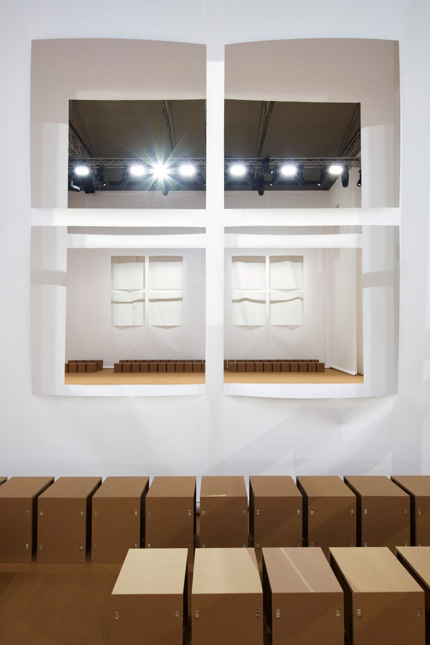 Image of a paper window at the Prada Spring Summer 2023 menswear show
