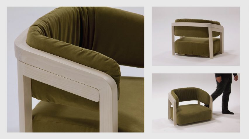 Image of a green upholstered chair
