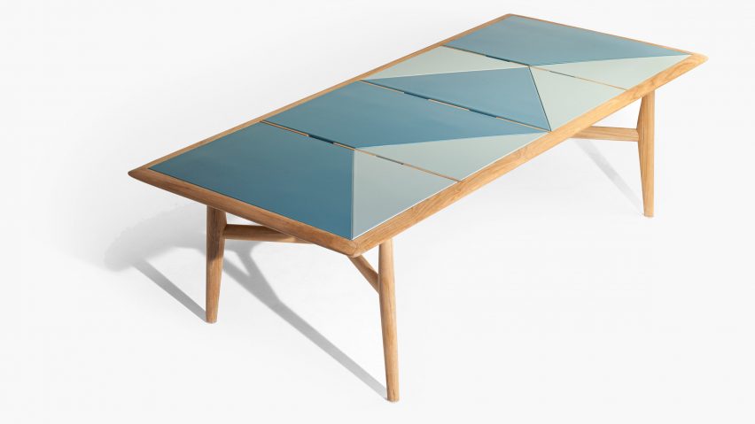 A rectangular wooden table