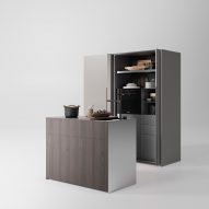 Small Living Kitchens island and shelving unit