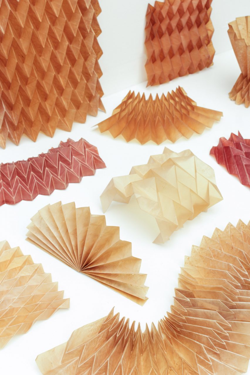 Folded material samples by Studio Lionne van Deursen